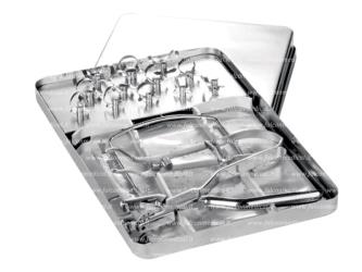 Rubber dam Instruments set in tray