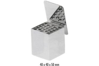 Cotton pellet dispenser stainless steel 40x40x50mm