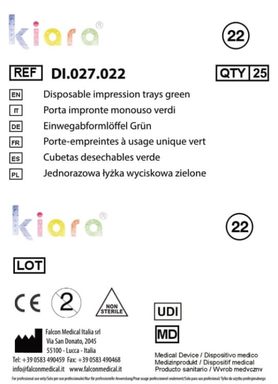 Kiara P.I. monouso parz., UR/LL - Fig.22 - Verde (25 pz )